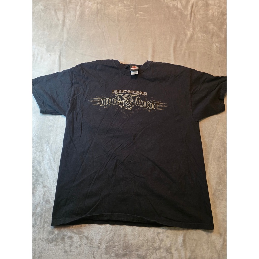 Harley-Davidson T-Shirt Men XL Black Hog Wild Chucks Bloomington IL Graphic Tee